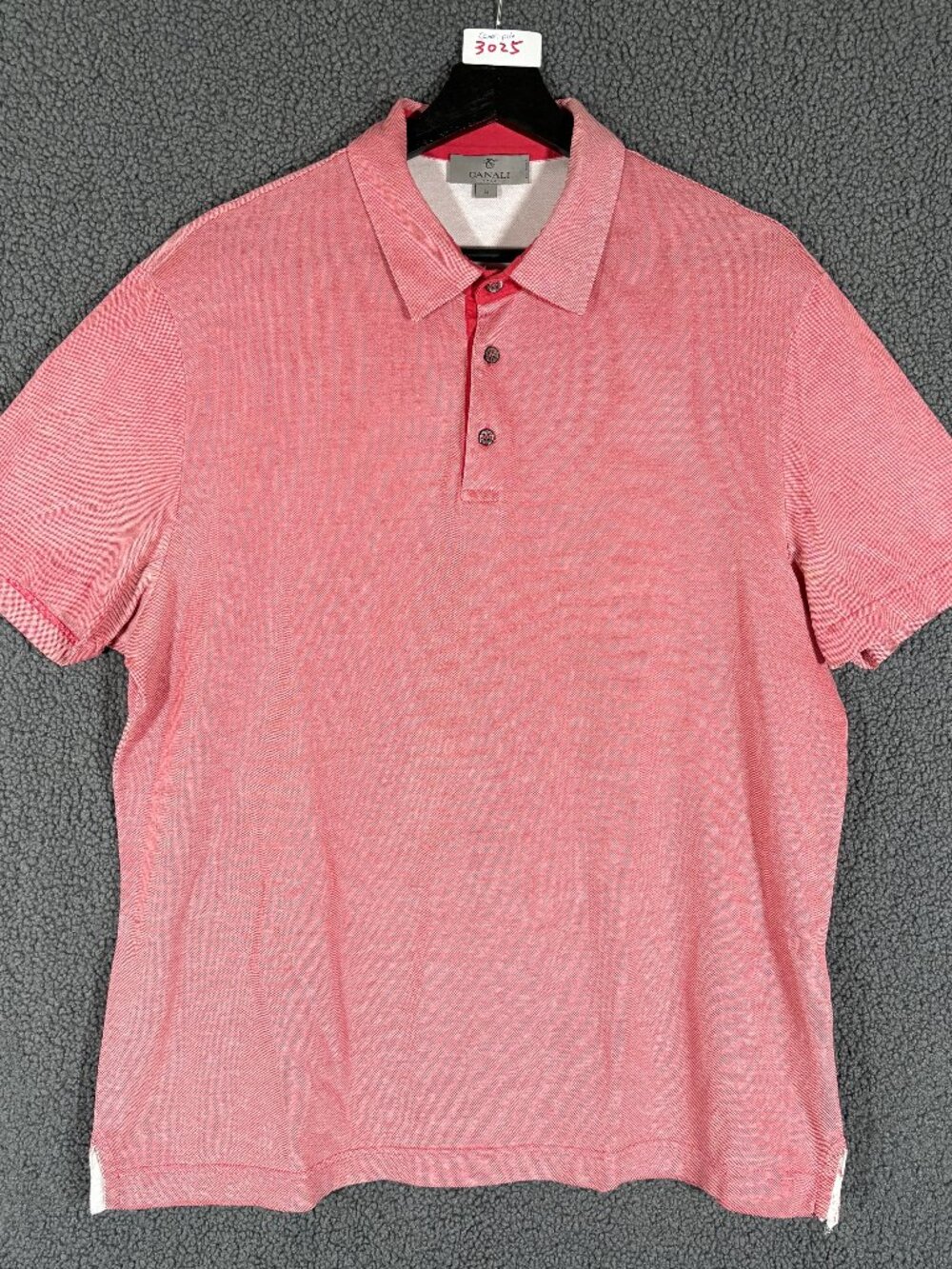 Canali Pique Short Sleeve Polo Shirt - Men's Size 54 - Red Pink